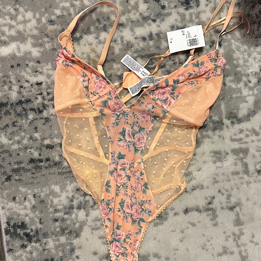 Forever 21 Peach Sheer Bodysuit